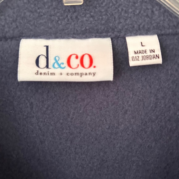 D & CO Denim & Company Purple Fleece Embroidered Button Front Jacket Women's L - Picture 2 of 4